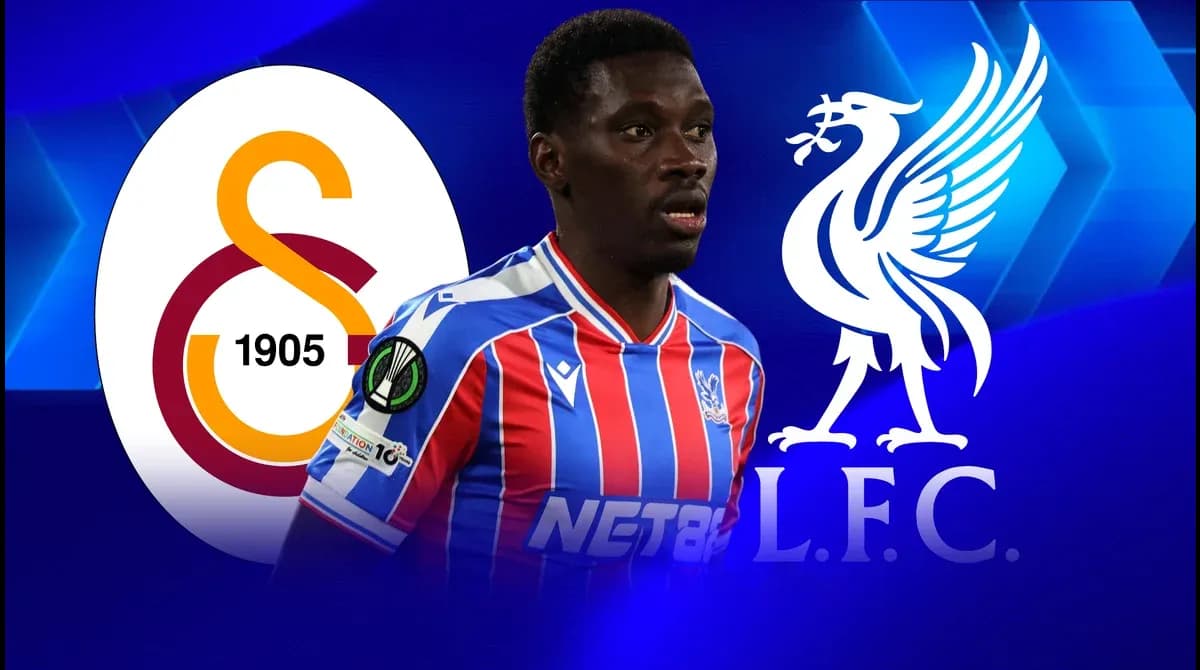 Player wearing Crystal Palace kit with team logos Player wearing Crystal Palace kit with team logos