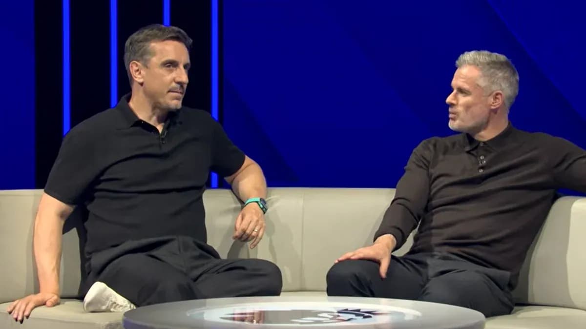 Two pundits discussing football on a sofa Two pundits discussing football on a sofa