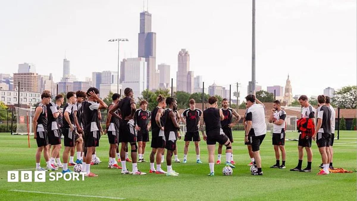 Soccer team gathered for training session outdoors Soccer team gathered for training session outdoors