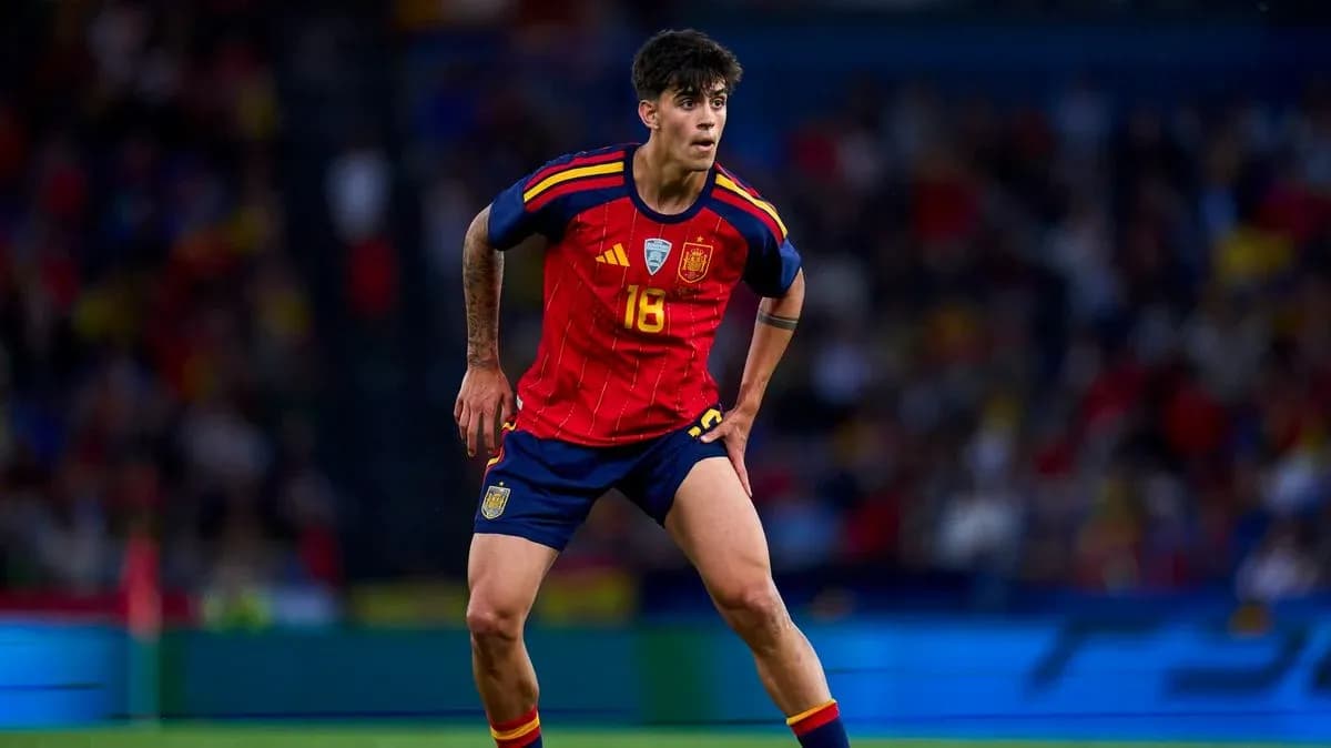 Player in Spain kit during football match action Player in Spain kit during football match action