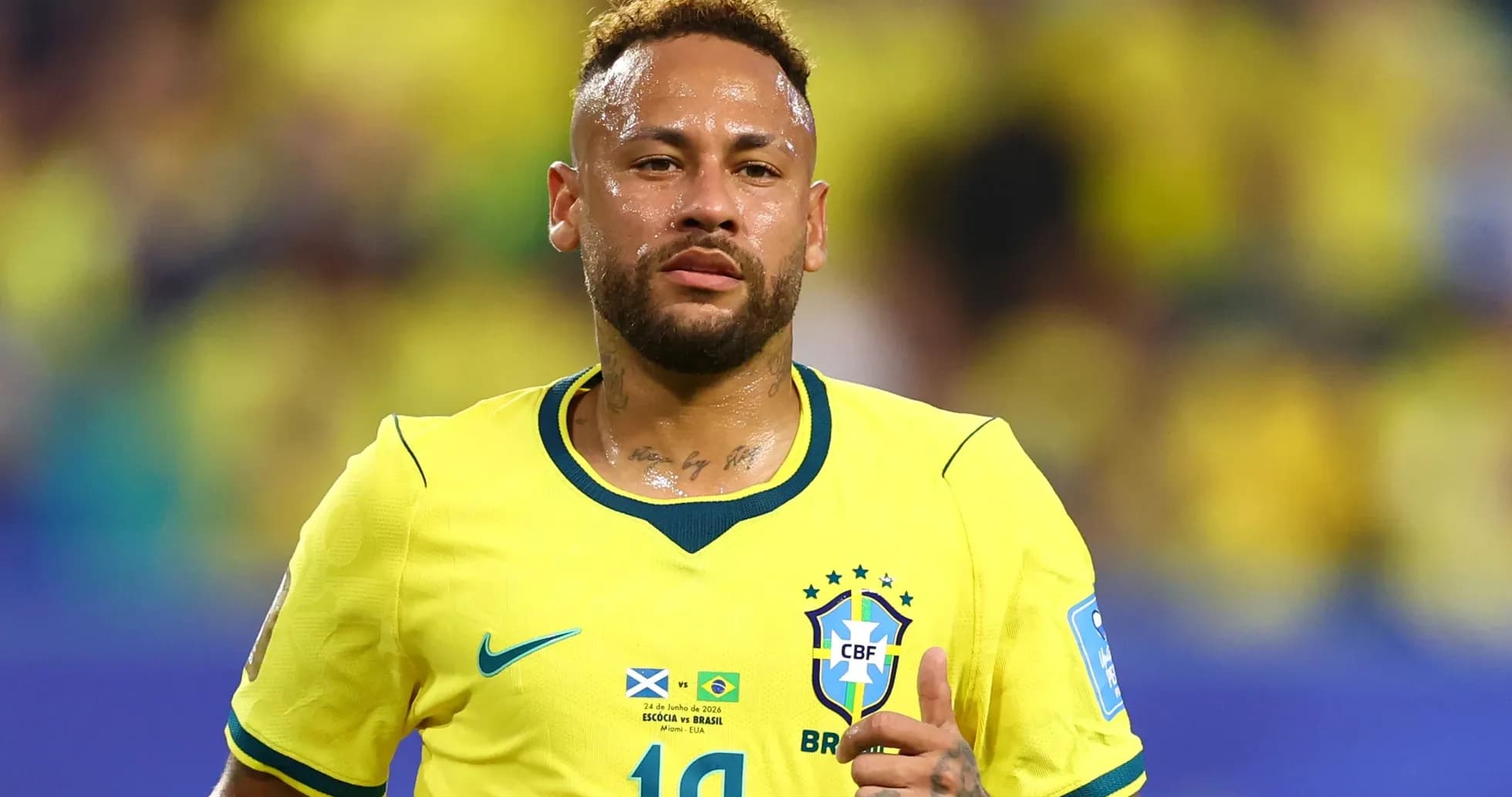 Neymar in Brazil jersey during a match Neymar in Brazil jersey during a match