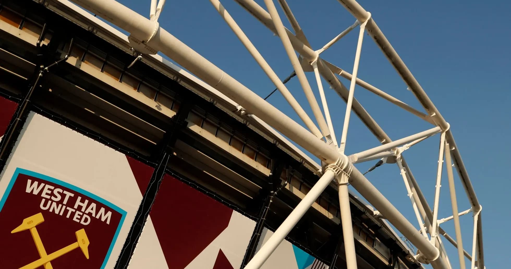 Exterior view of West Ham United stadium structure Exterior view of West Ham United stadium structure