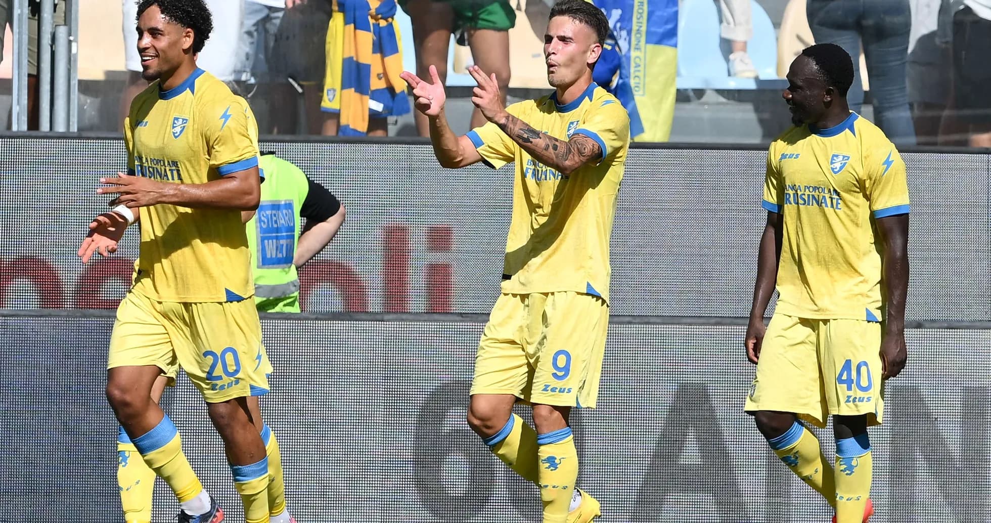 Frosinone players celebrating a goal during match Frosinone players celebrating a goal during match