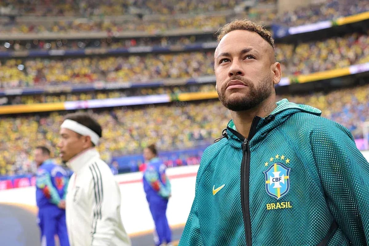 Neymar standing on the pitch before the match Neymar standing on the pitch before the match