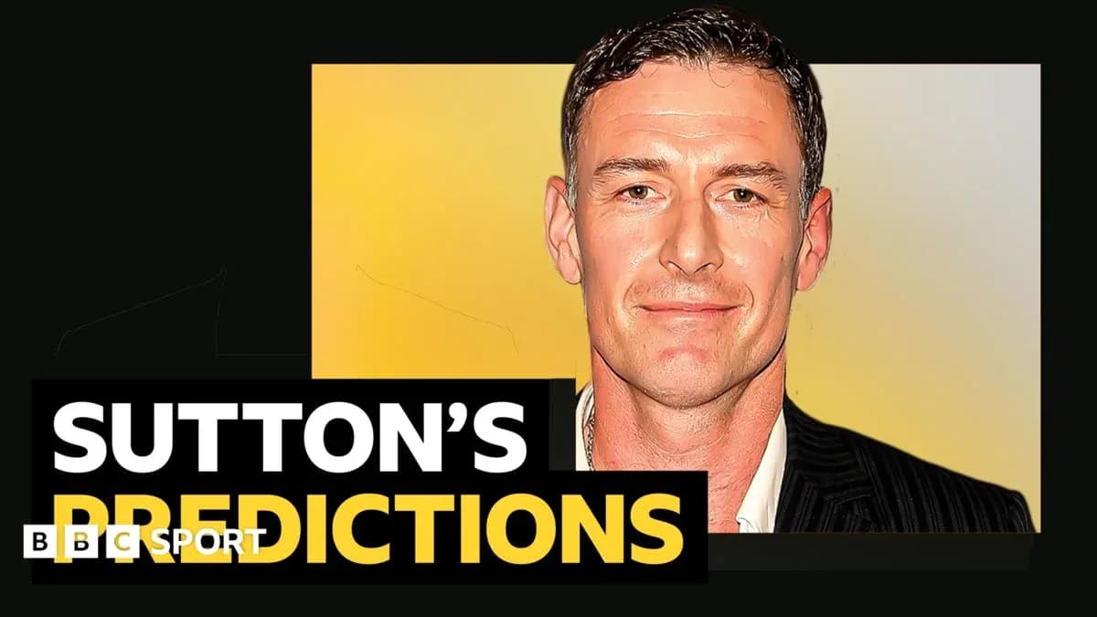Sutton's predictions graphic with host's portrait Sutton's predictions graphic with host's portrait