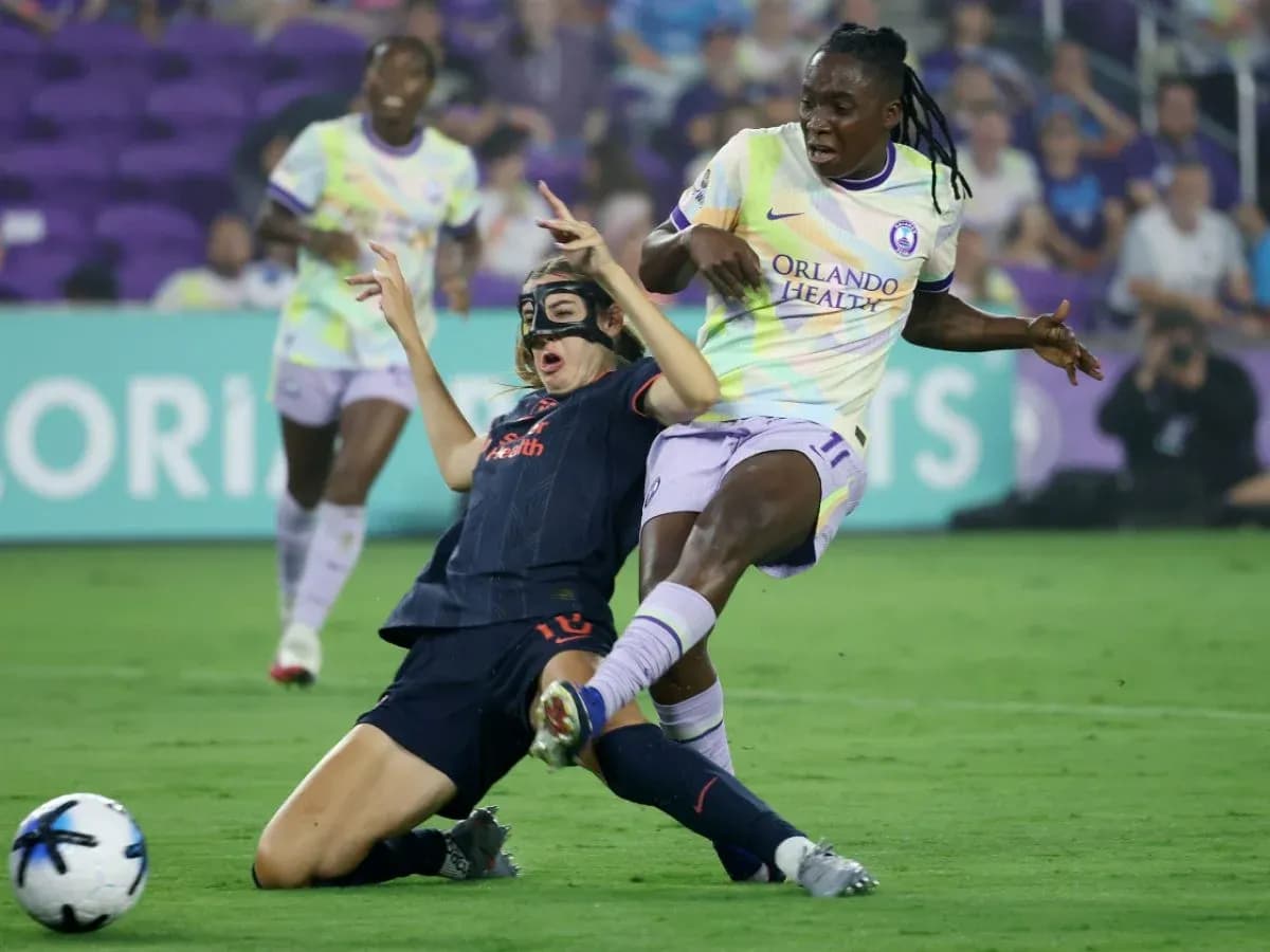Player tackling during Orlando Pride match Player tackling during Orlando Pride match