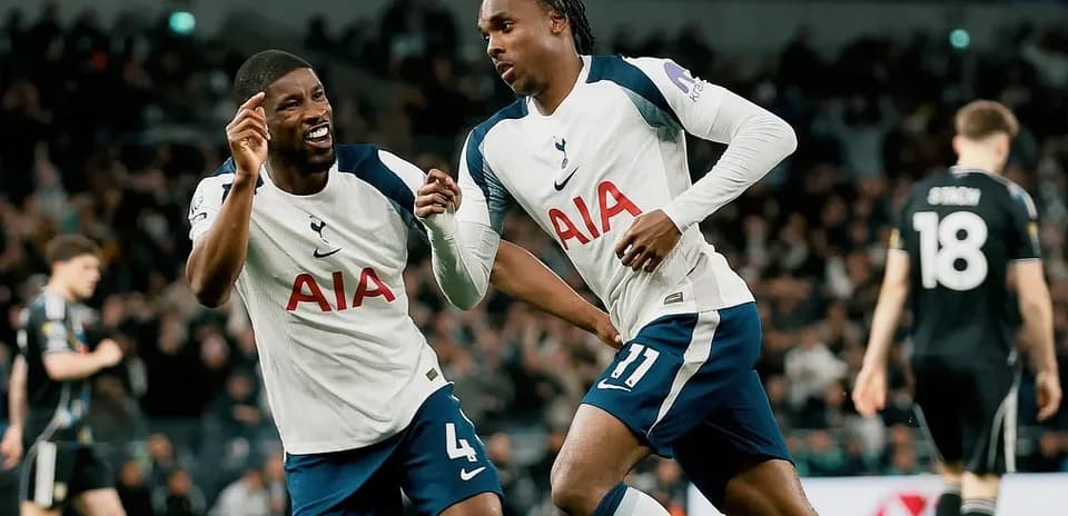 Tottenham players celebrating a goal during match Tottenham players celebrating a goal during match