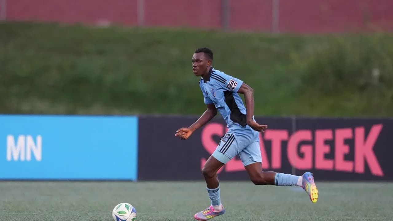 Player sprinting with ball during Minnesota United II match Player sprinting with ball during Minnesota United II match