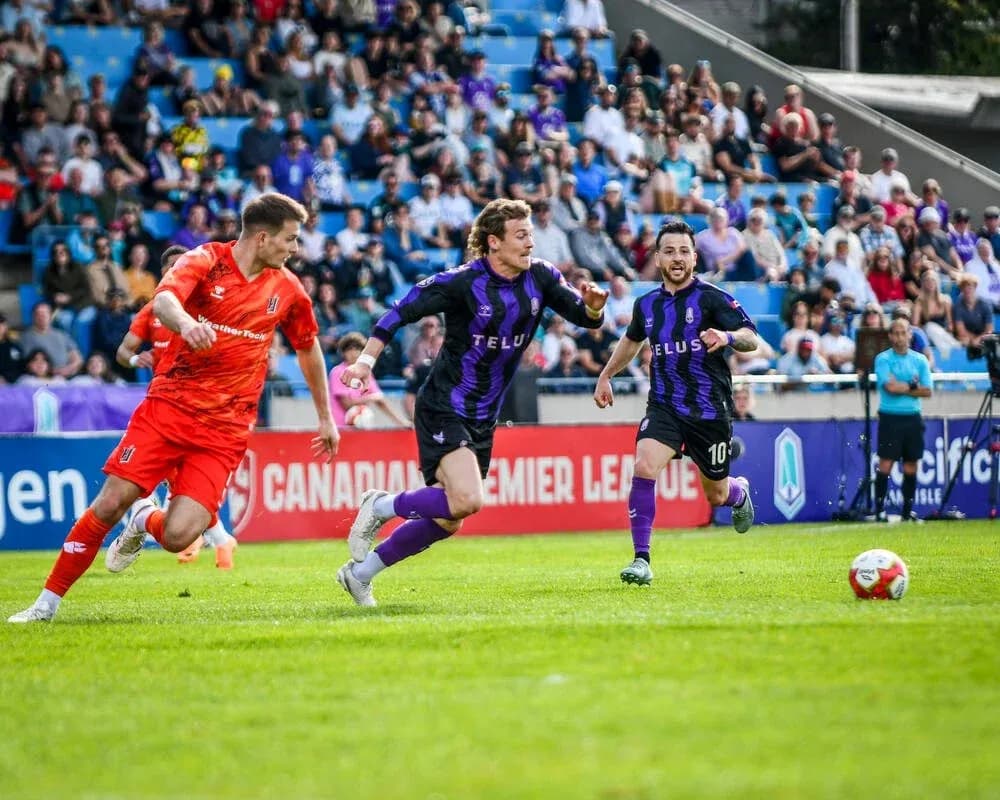 Players competing during Vancouver FC vs Pacific FC match Players competing during Vancouver FC vs Pacific FC match