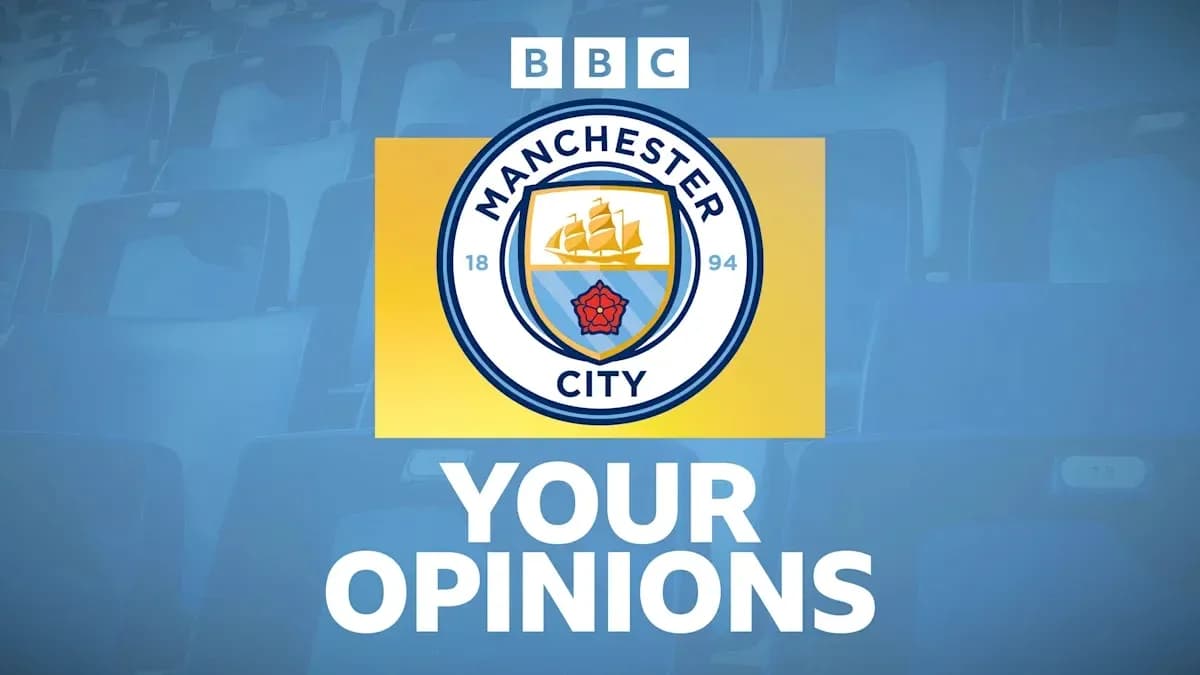 Manchester City logo with 'Your Opinions' text Manchester City logo with 'Your Opinions' text