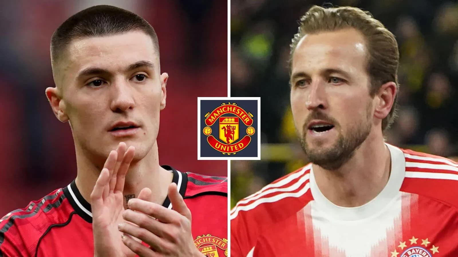 Two football players with Manchester United logo Two football players with Manchester United logo