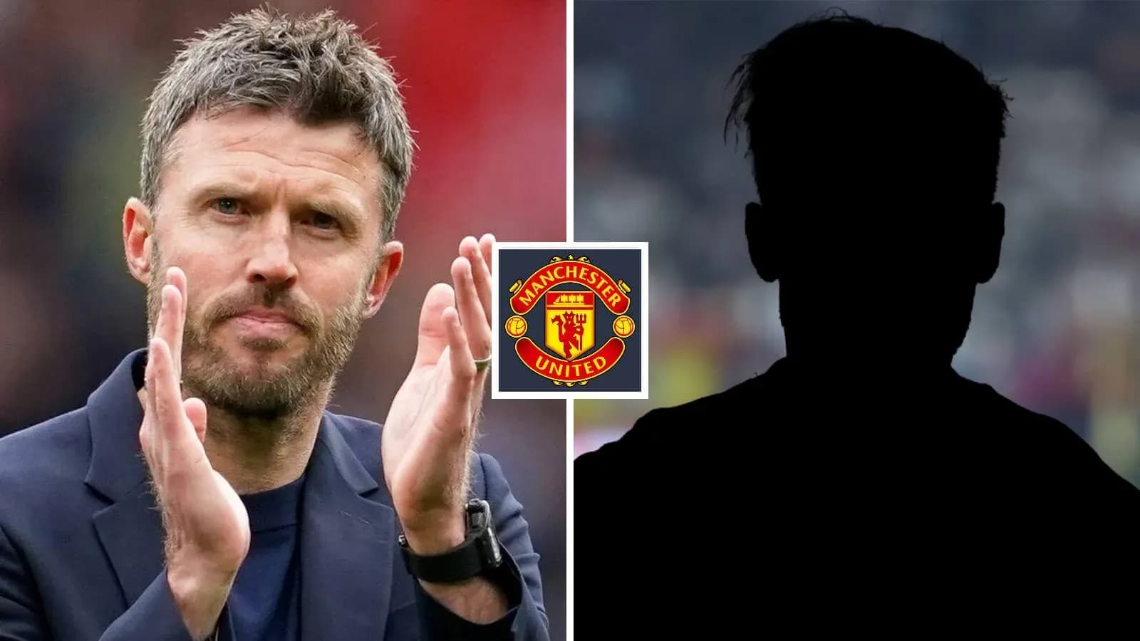 Manager applauding with Manchester United logo backdrop Manager applauding with Manchester United logo backdrop