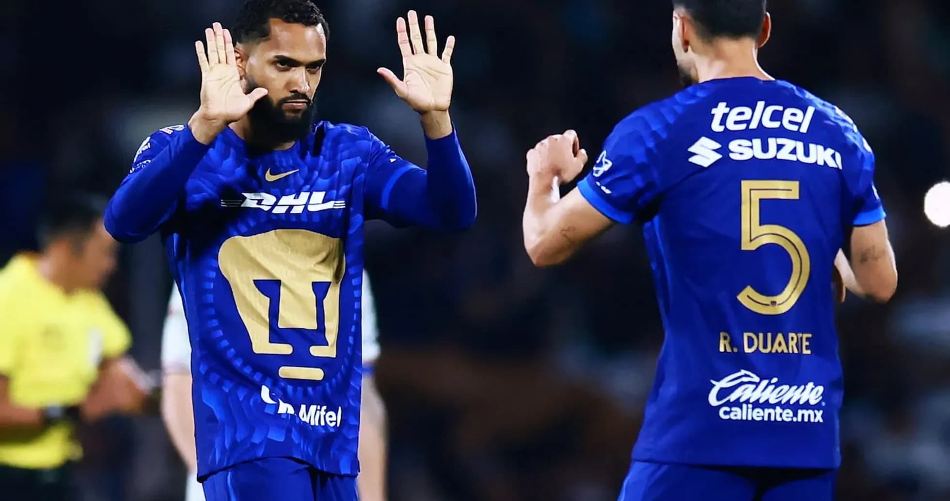 Players celebrating during Liga MX match Players celebrating during Liga MX match