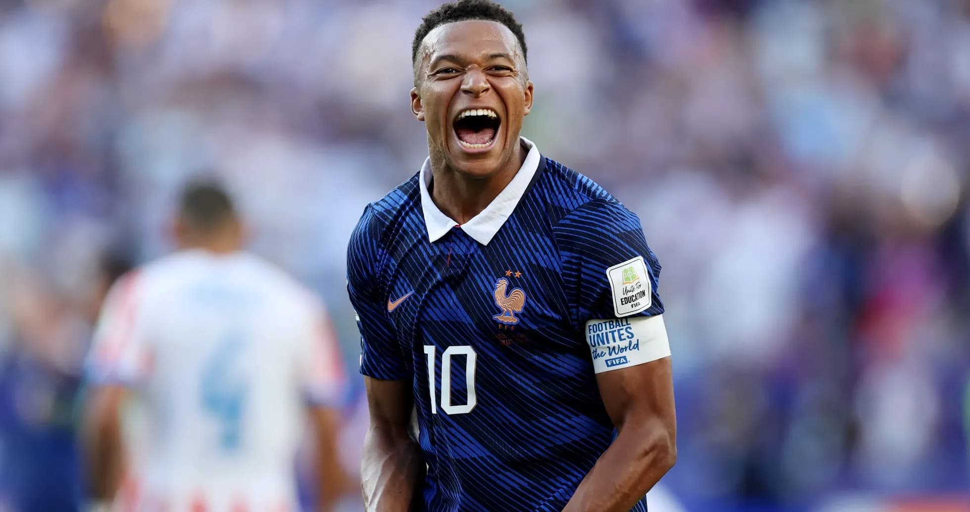 Player celebrating during match in France jersey Player celebrating during match in France jersey