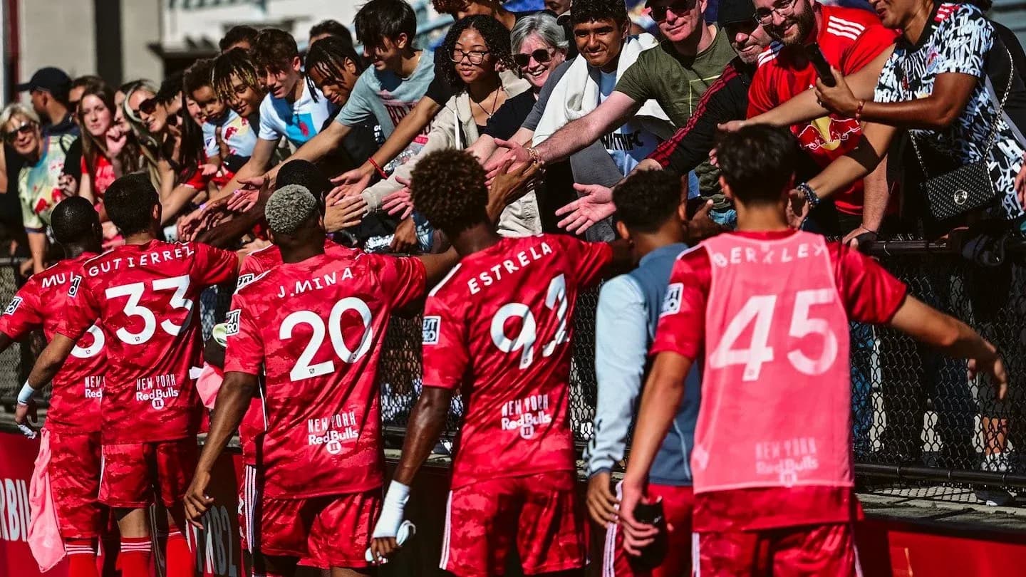New York Red Bulls II players interacting with fans New York Red Bulls II players interacting with fans