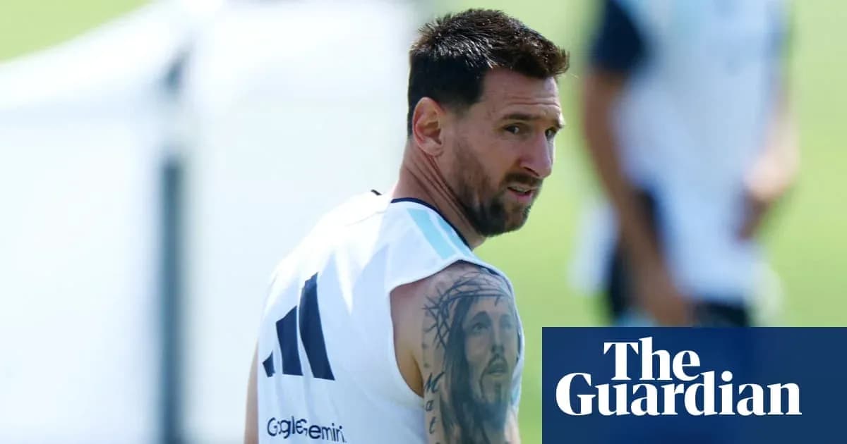 Lionel Messi training, showing tattoo on arm Lionel Messi training, showing tattoo on arm