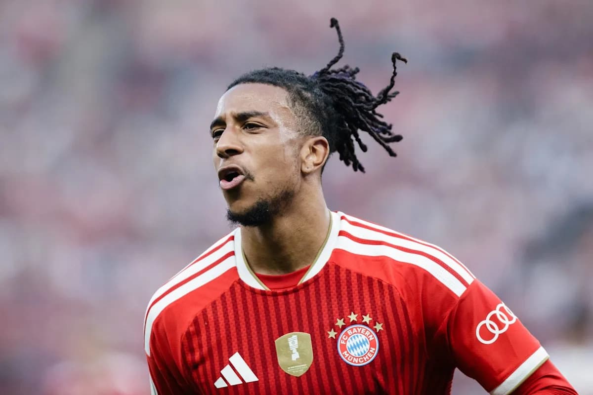 Player celebrating in Bayern Munich jersey during match Player celebrating in Bayern Munich jersey during match