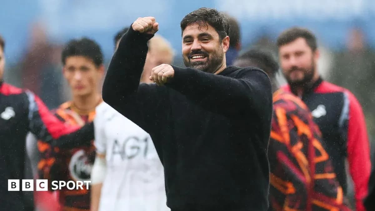 Coach celebrating with team during match victory Coach celebrating with team during match victory