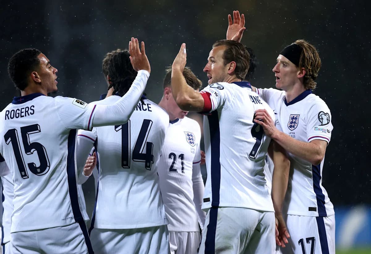 England players celebrating a goal during a match England players celebrating a goal during a match