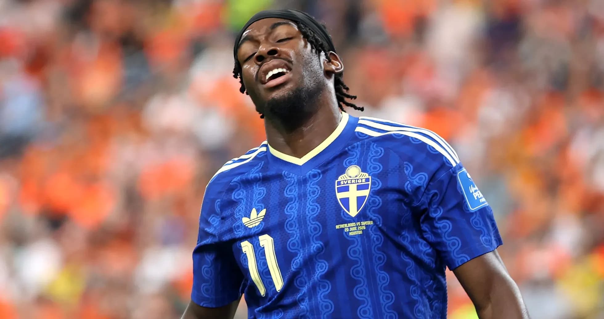 Player in blue Sweden jersey during match action Player in blue Sweden jersey during match action