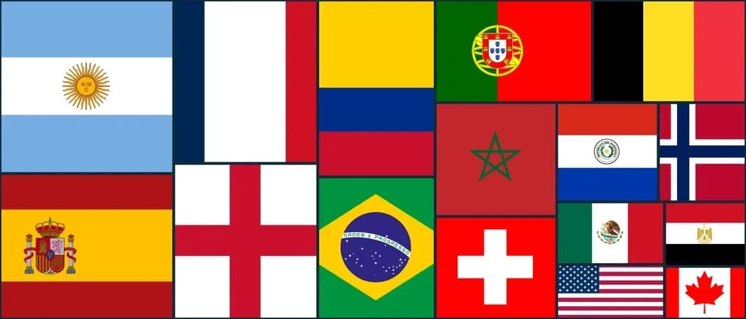 Collage of various national flags arranged in grid Collage of various national flags arranged in grid