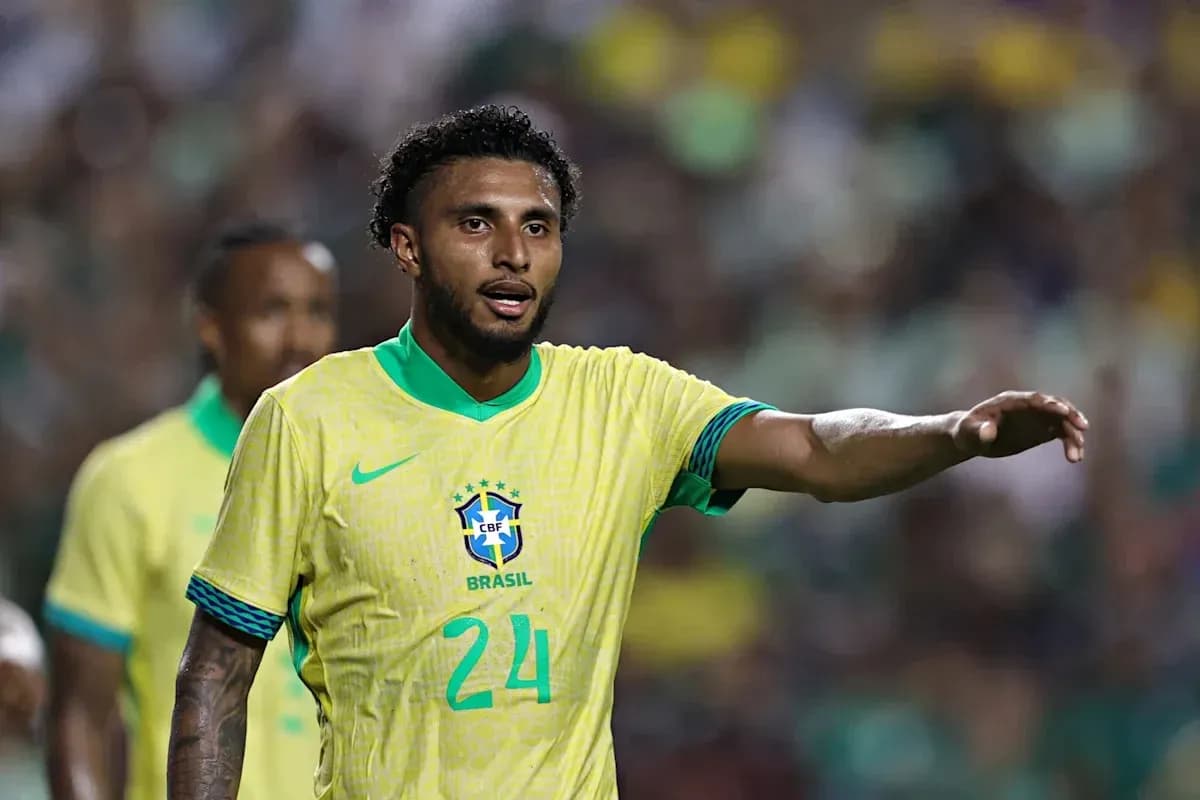 Player in Brazil jersey gesturing during match Player in Brazil jersey gesturing during match