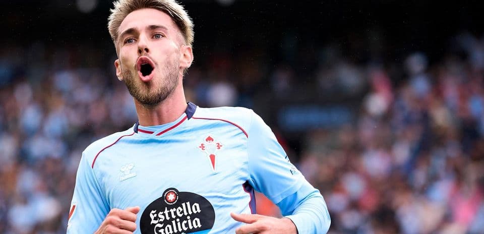 Celta Vigo player celebrating a goal Celta Vigo player celebrating a goal