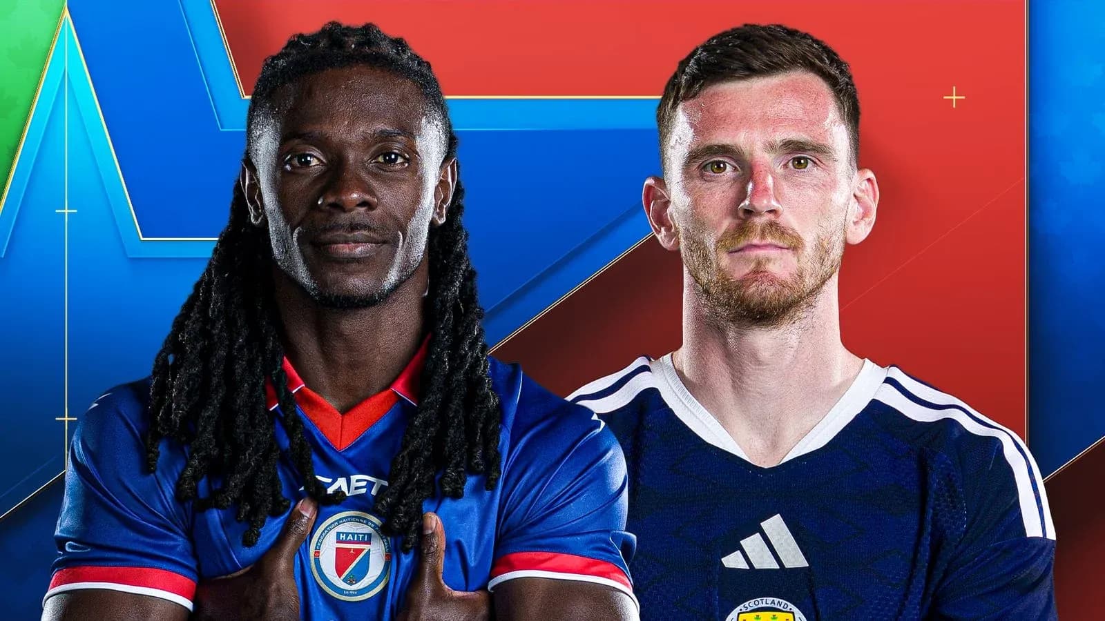 Haitian and Scottish players facing each other Haitian and Scottish players facing each other