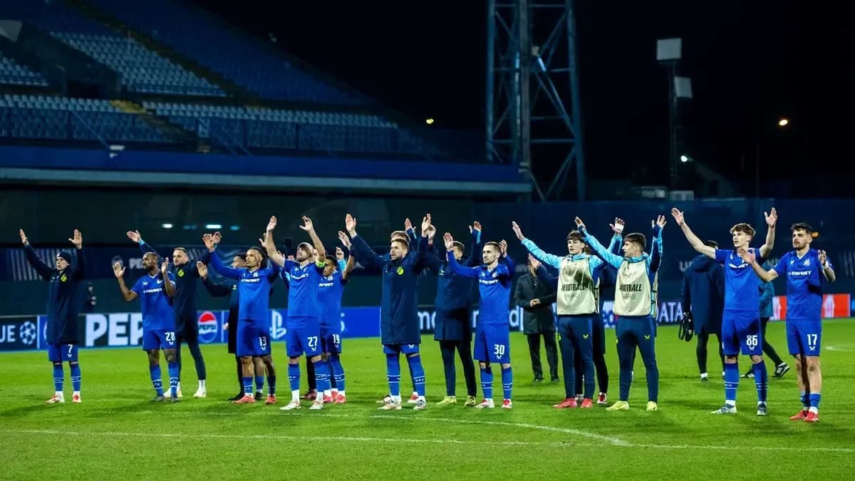 Dinamo Zagreb players celebrating victory Dinamo Zagreb players celebrating victory