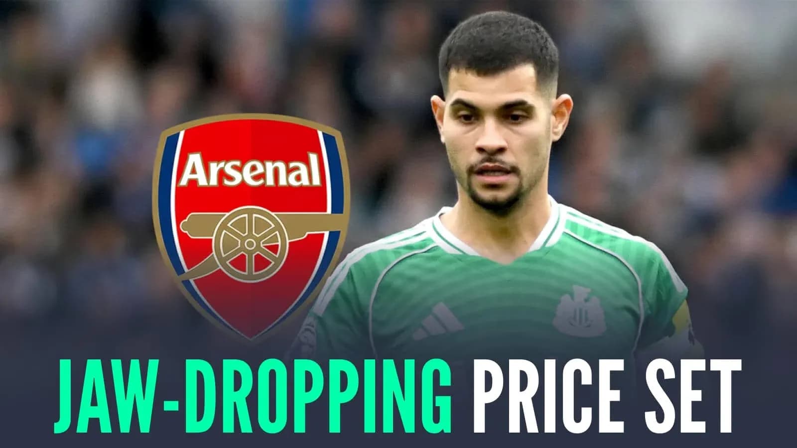 Newcastle player in green kit with Arsenal logo Newcastle player in green kit with Arsenal logo