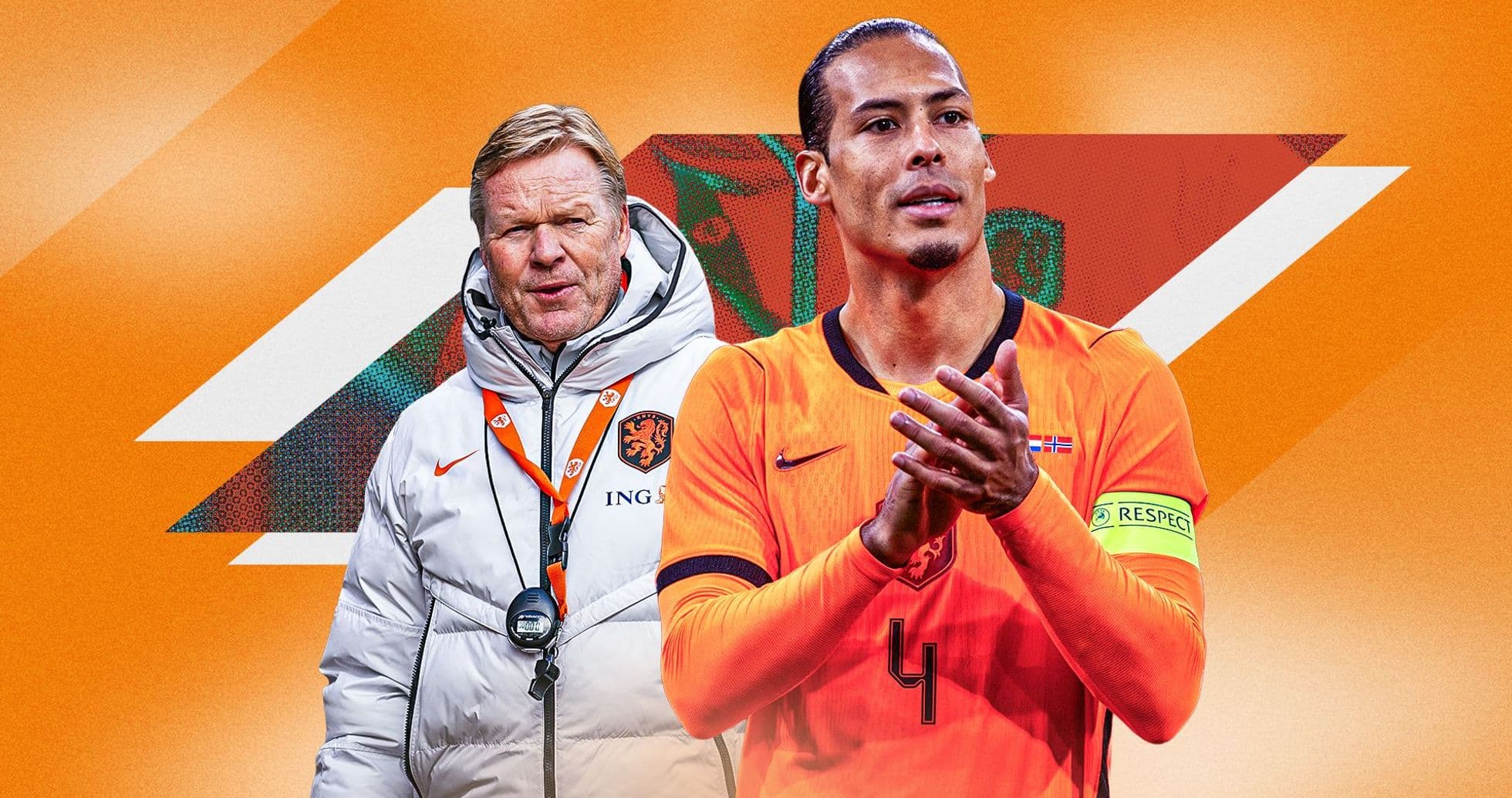 Ronald Koeman and Virgil van Dijk in Netherlands jerseys Ronald Koeman and Virgil van Dijk in Netherlands jerseys