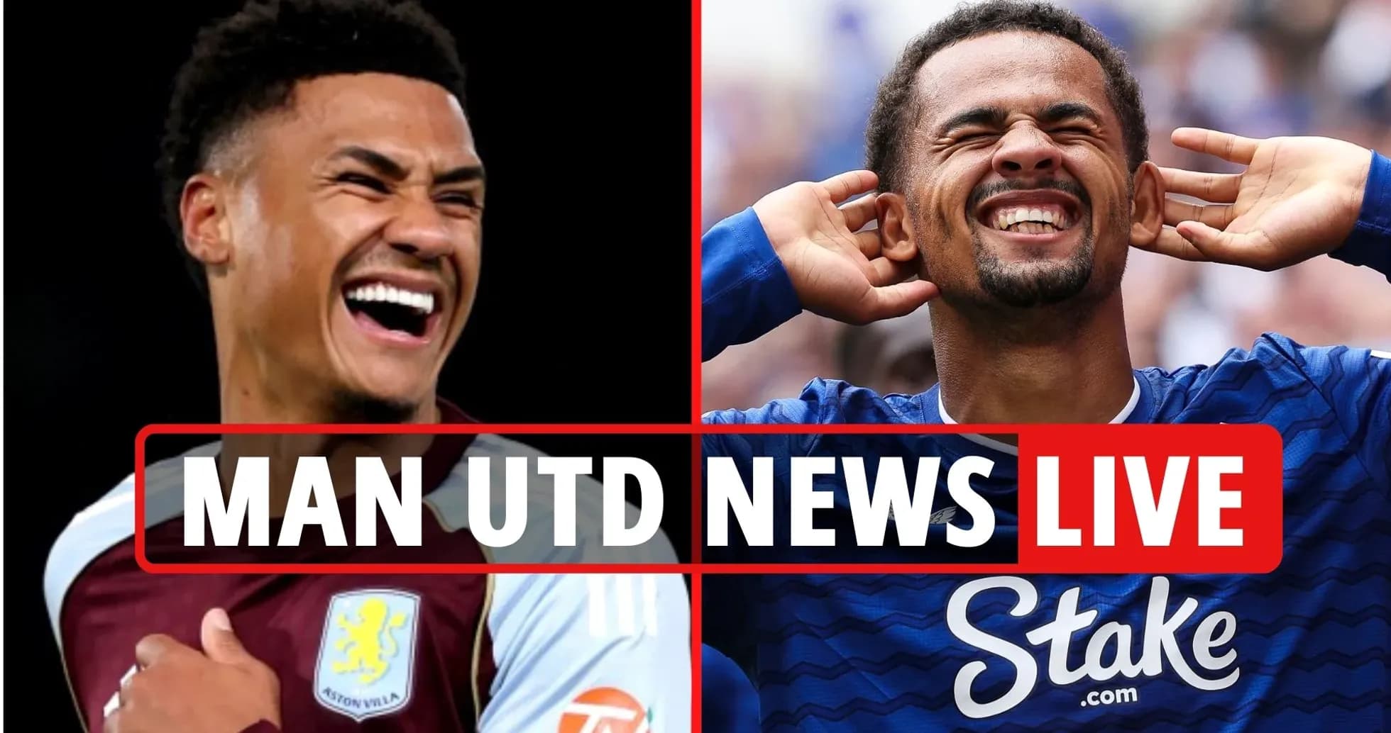 Two football players smiling during match highlights Two football players smiling during match highlights