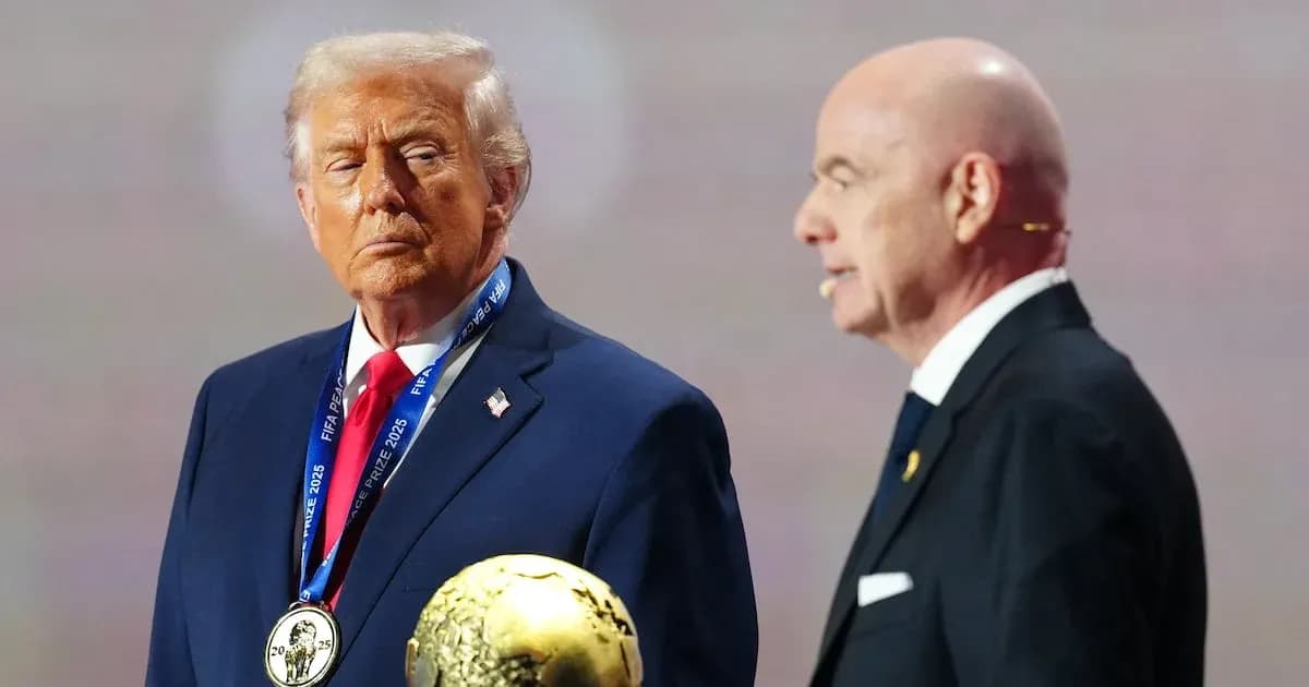 Donald Trump receiving FIFA award from official Donald Trump receiving FIFA award from official