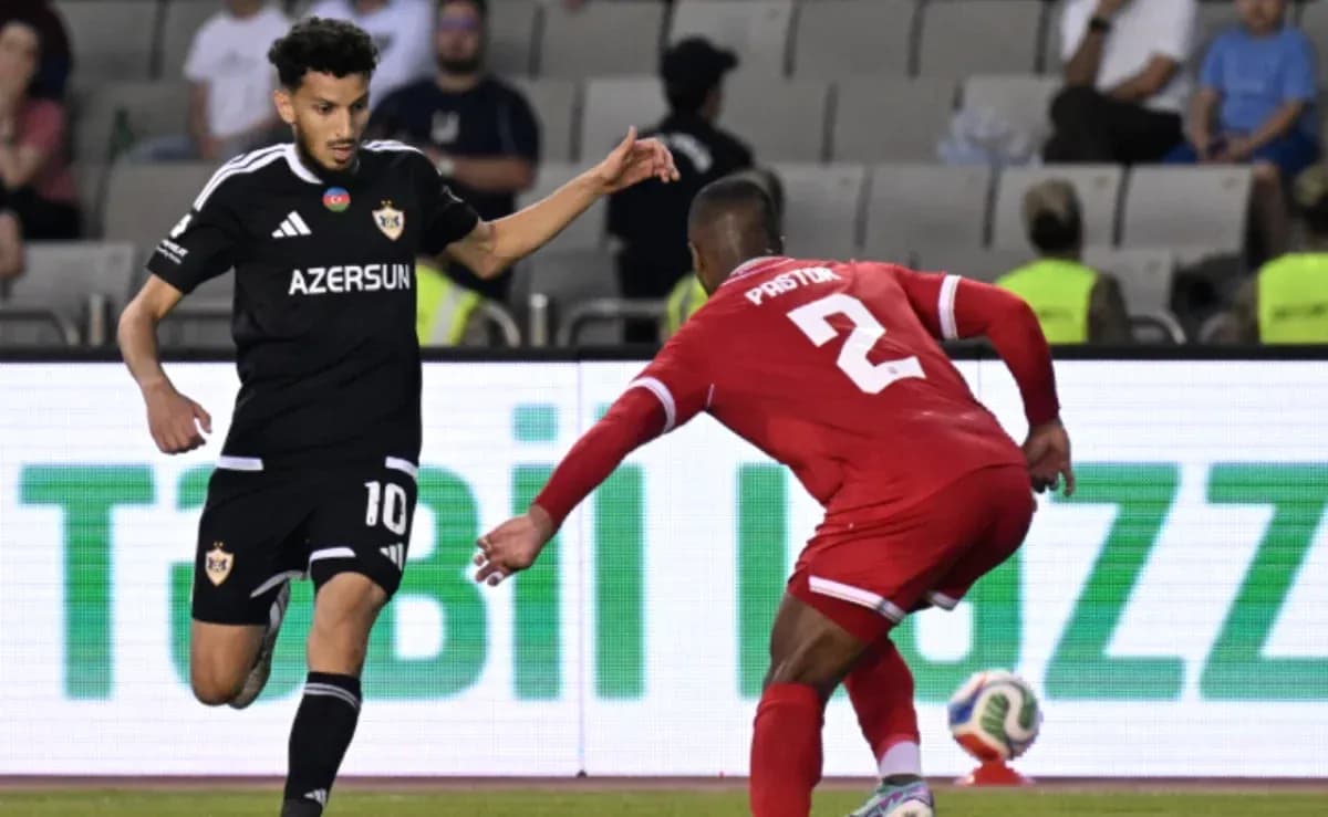 Qarabag player dribbling against CSKA Sofia defender Qarabag player dribbling against CSKA Sofia defender
