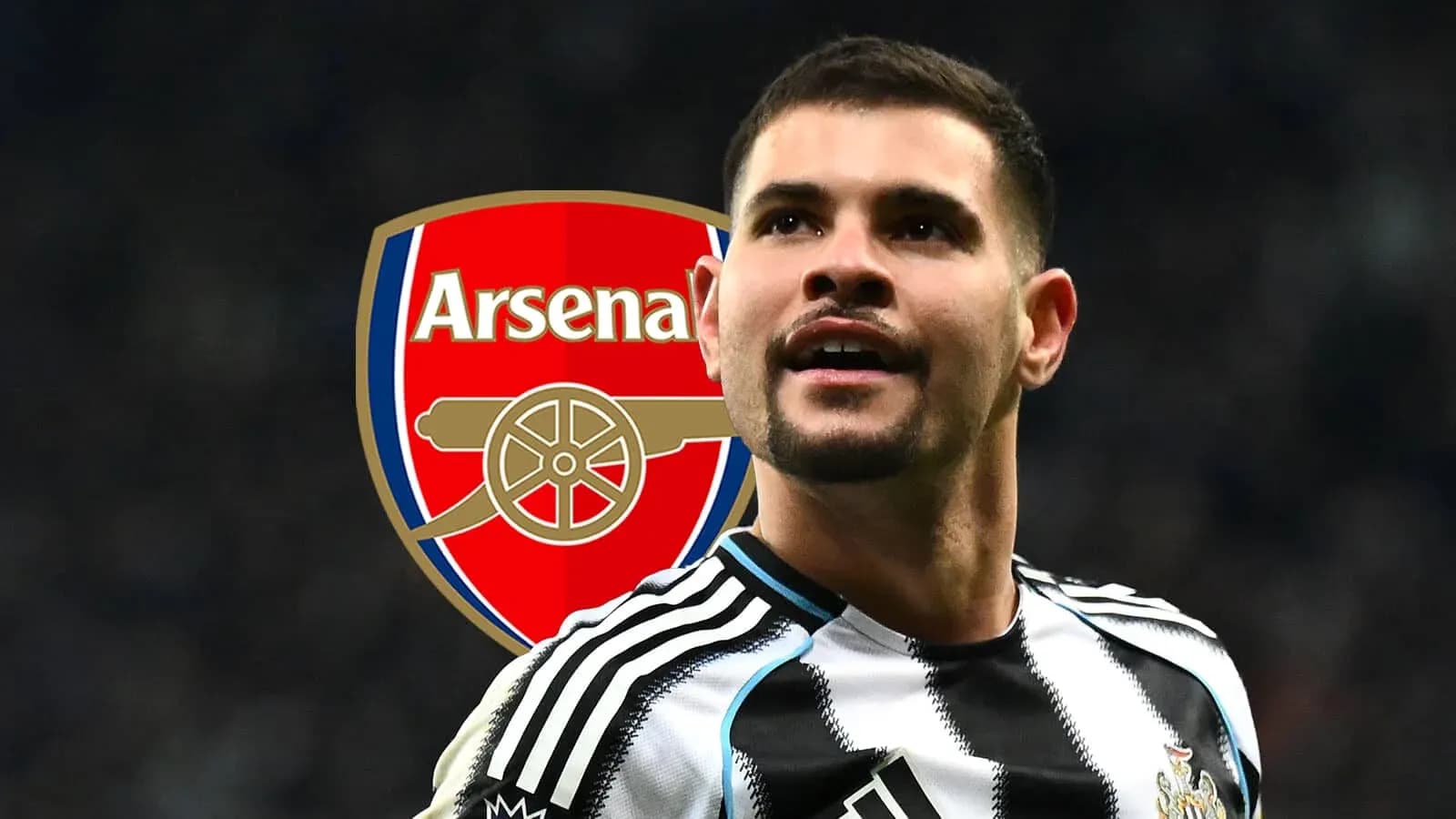 Newcastle player in front of Arsenal logo Newcastle player in front of Arsenal logo