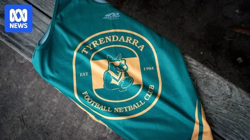 Tyrendarra Football Netball Club jersey displayed on bench Tyrendarra Football Netball Club jersey displayed on bench