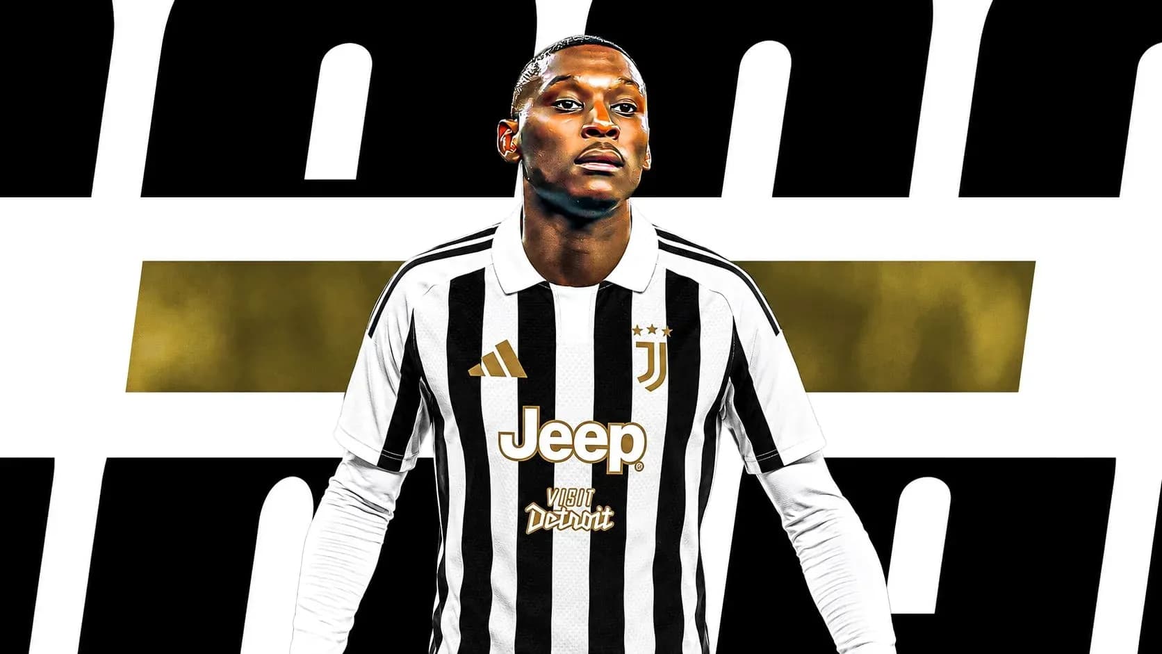 Player in Juventus jersey with team branding Player in Juventus jersey with team branding