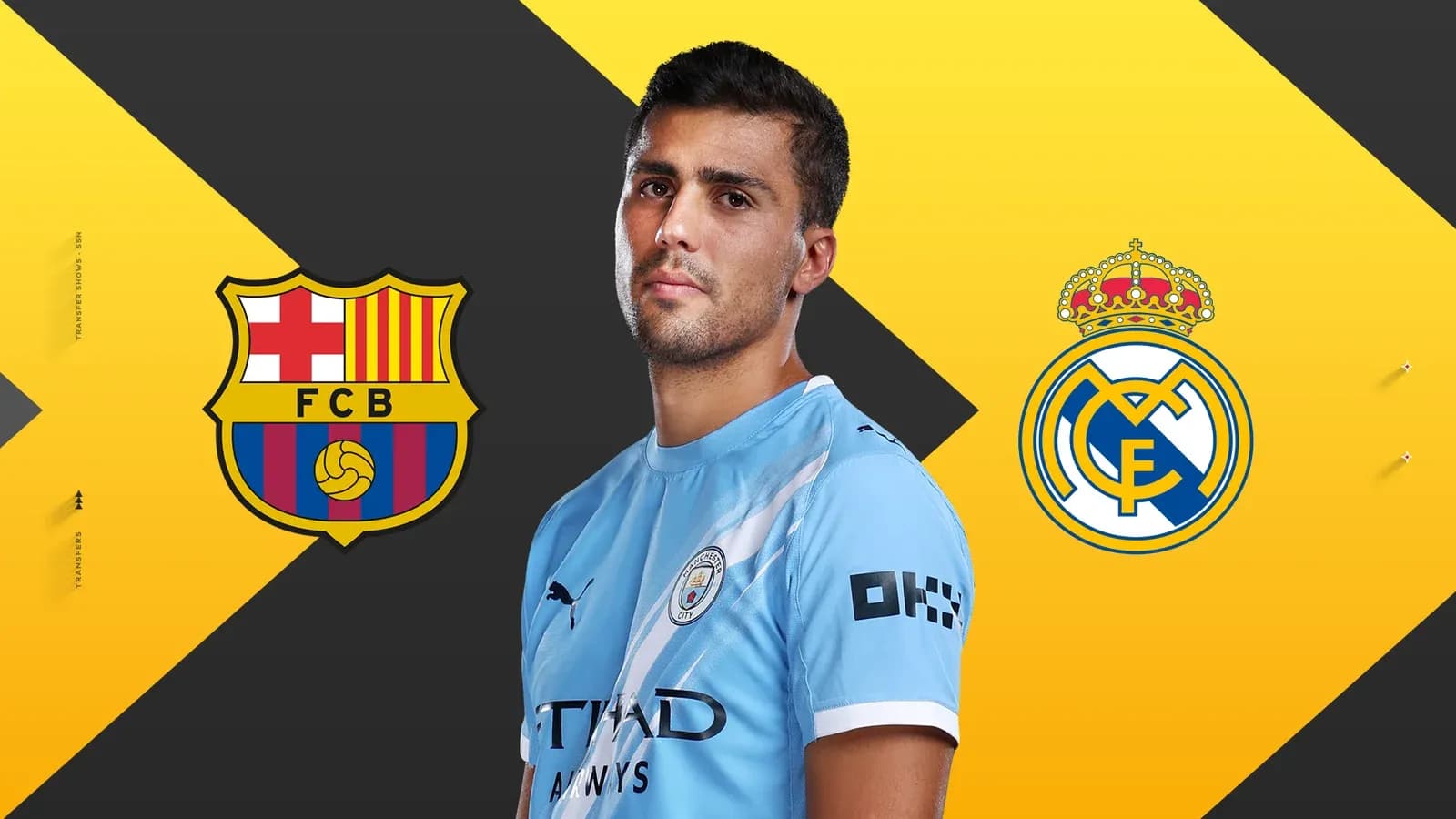 Player in Manchester City kit with club logos Player in Manchester City kit with club logos