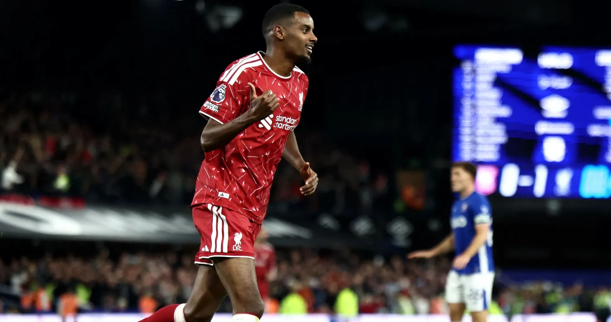 Player celebrating after scoring for Liverpool Player celebrating after scoring for Liverpool