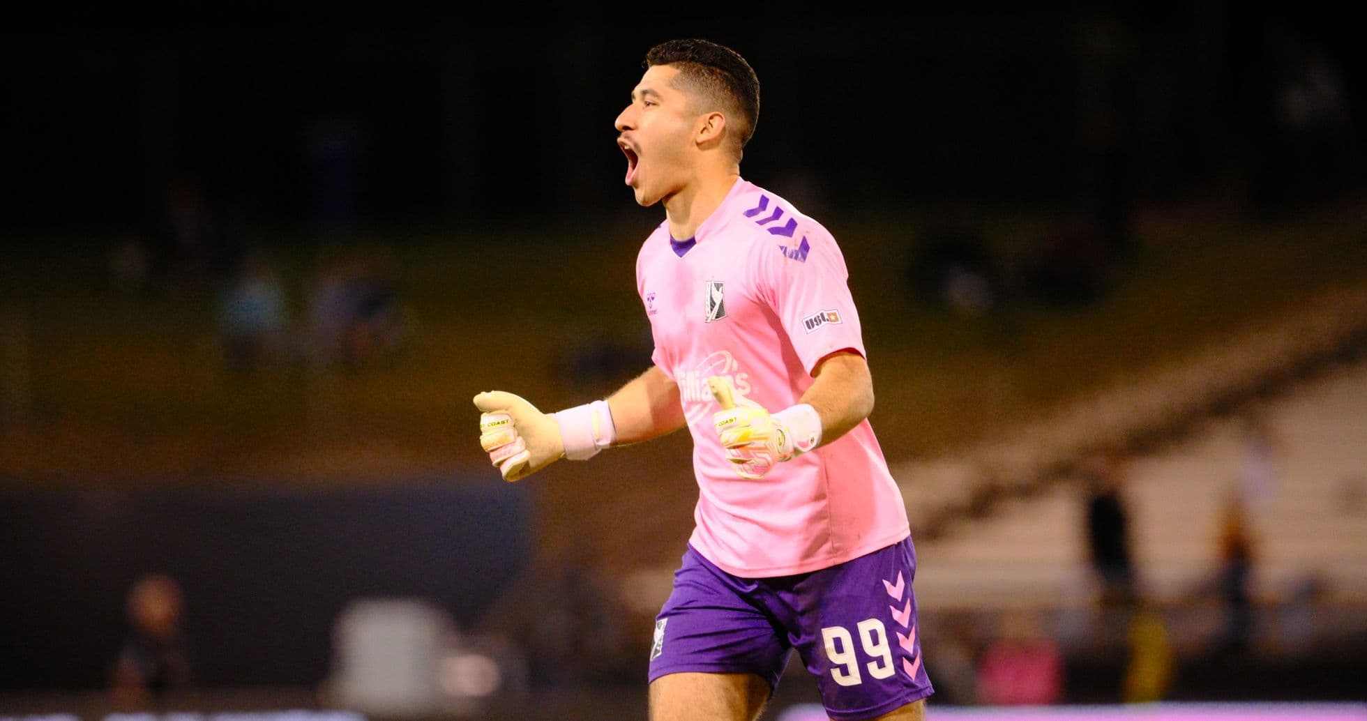 Goalkeeper celebrating during Las Vegas Lights match Goalkeeper celebrating during Las Vegas Lights match