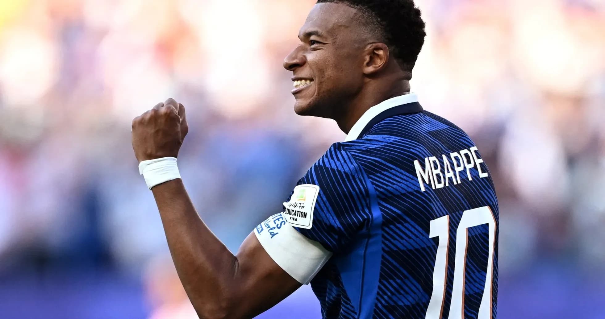 Kylian Mbappé celebrating after scoring a goal Kylian Mbappé celebrating after scoring a goal