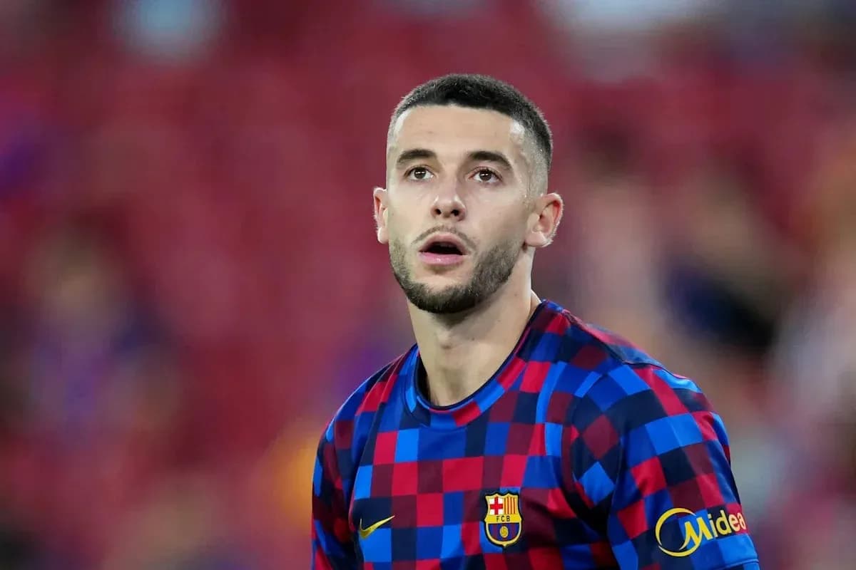 Barcelona player looking up during match Barcelona player looking up during match