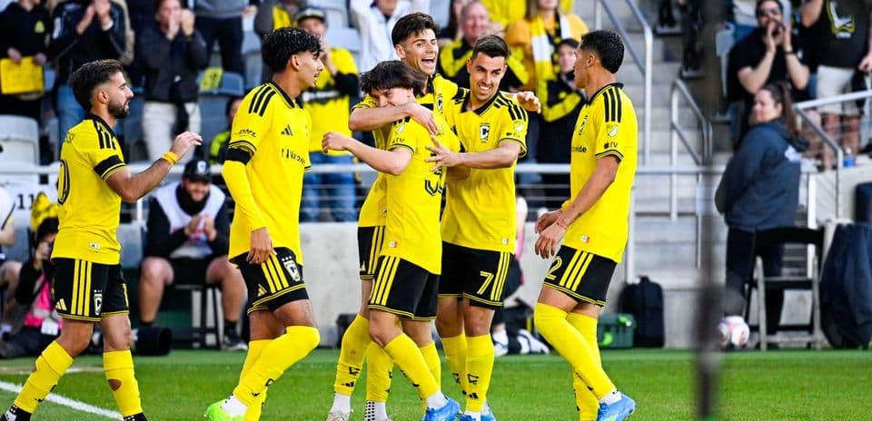 Columbus Crew II celebrating a goal during match Columbus Crew II celebrating a goal during match