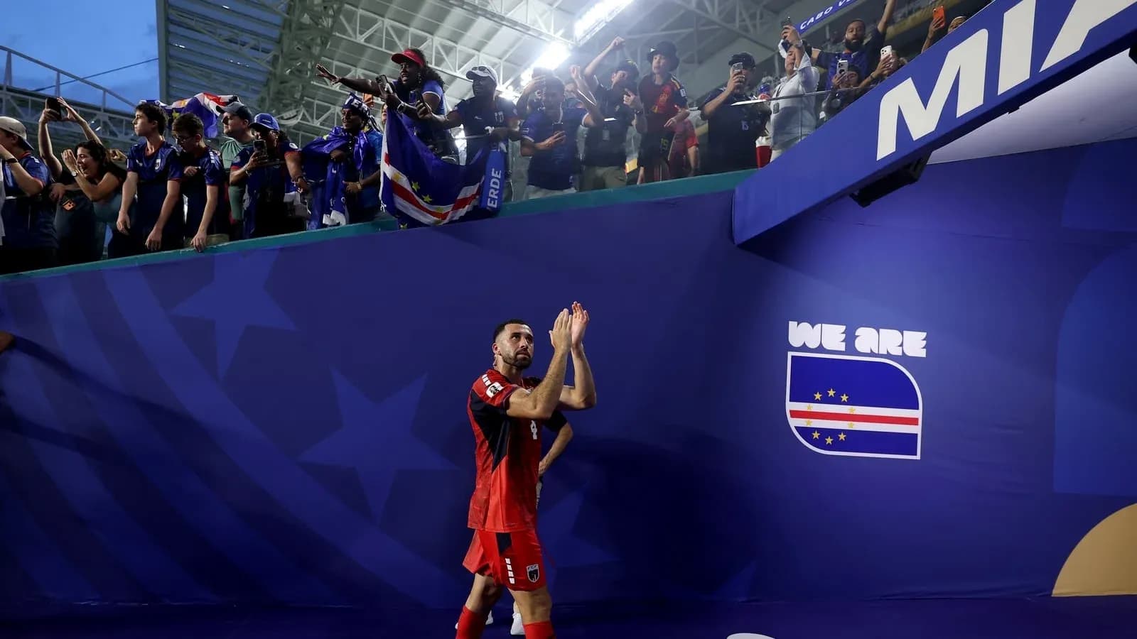 Player acknowledging fans after the match Player acknowledging fans after the match