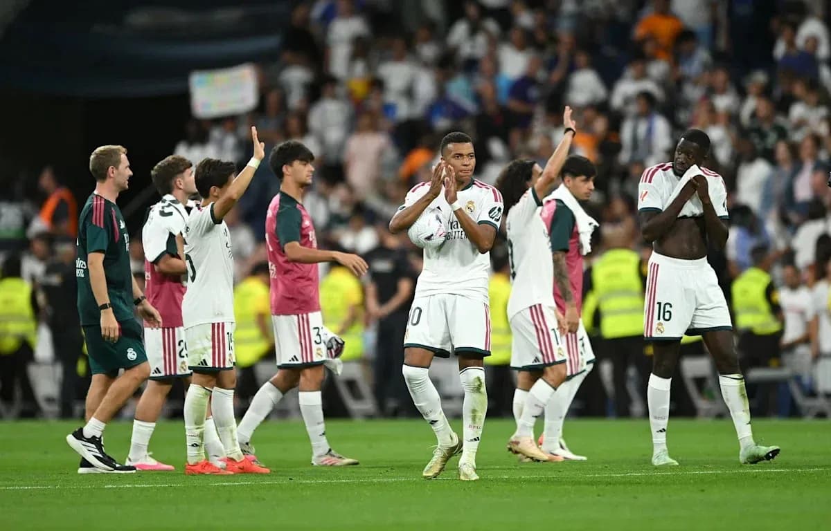 Real Madrid players acknowledging fans after match Real Madrid players acknowledging fans after match