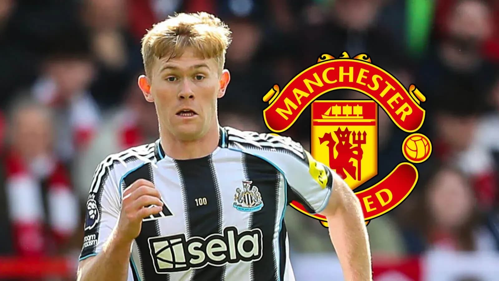Player running during match with Manchester United logo Player running during match with Manchester United logo