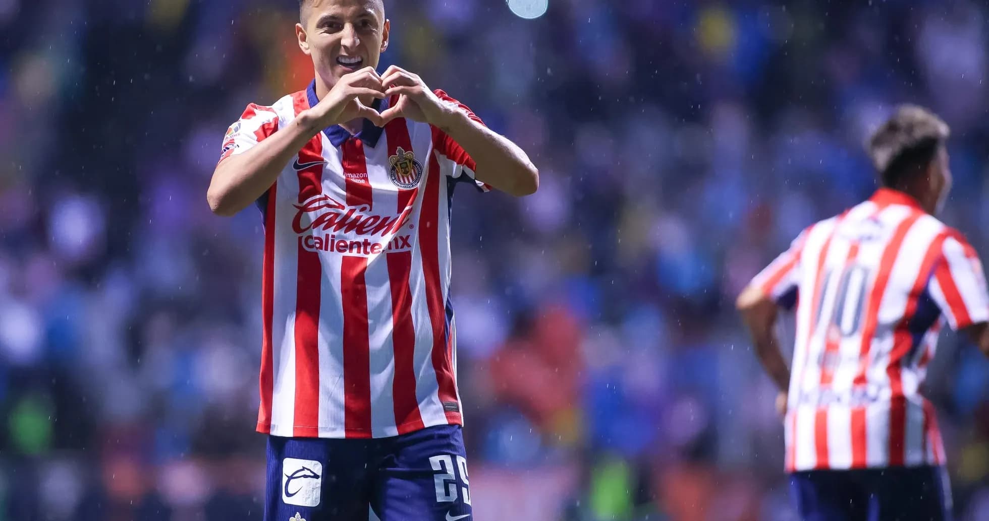 Chivas player celebrating a goal during match Chivas player celebrating a goal during match