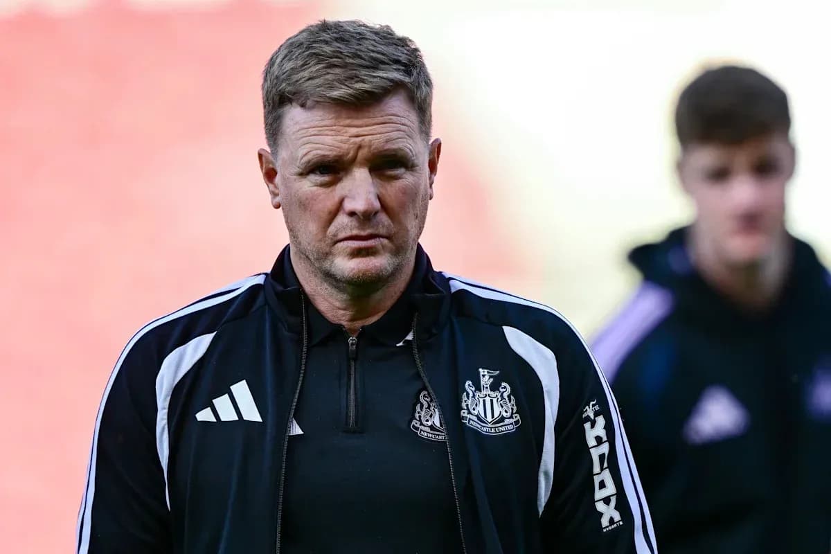 Newcastle United manager on the pitch before match Newcastle United manager on the pitch before match