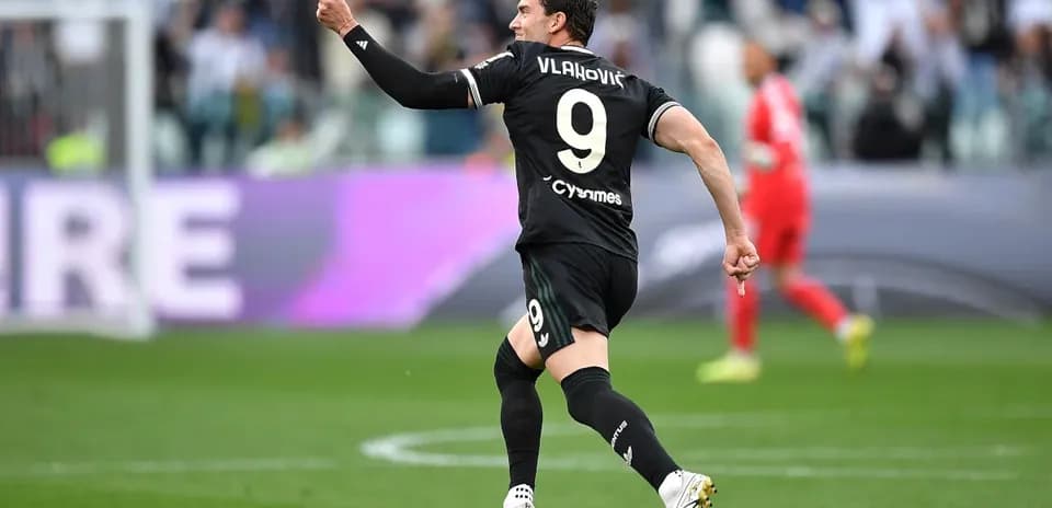 Dusan Vlahovic celebrating a goal for Juventus Dusan Vlahovic celebrating a goal for Juventus