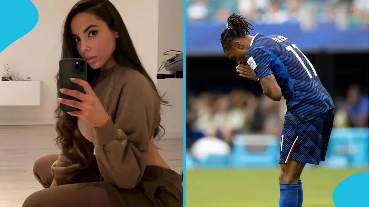 Person taking a selfie and player on field Person taking a selfie and player on field